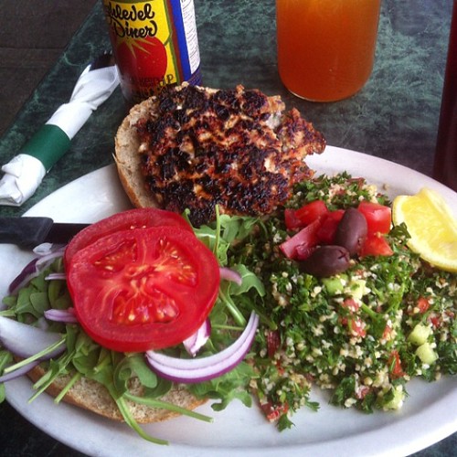 Turkey burger and tabbouleh salad #yegfood by raise my voice