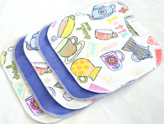 Cotton Velour and Flannel Cloth Wipes<br>Set of 5 8"<br><b>Tea Shop</b>