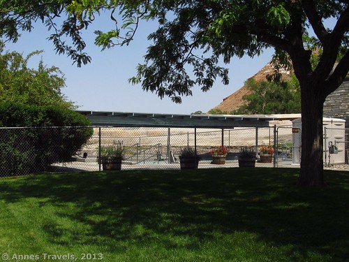 Another view of the outdoor pool from the parking area, Hot Springs State Park, Thermopolis, Wyoming