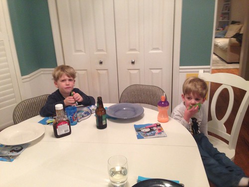Matthew and Evan at Dinner Table