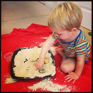 Being a good #messyplay mummy and trying @Ina ginationtree's cloud dough with glitter.