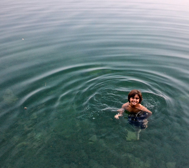 swimming in peten itza lake el remate guatemala