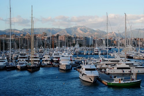 Harbor with the mountains