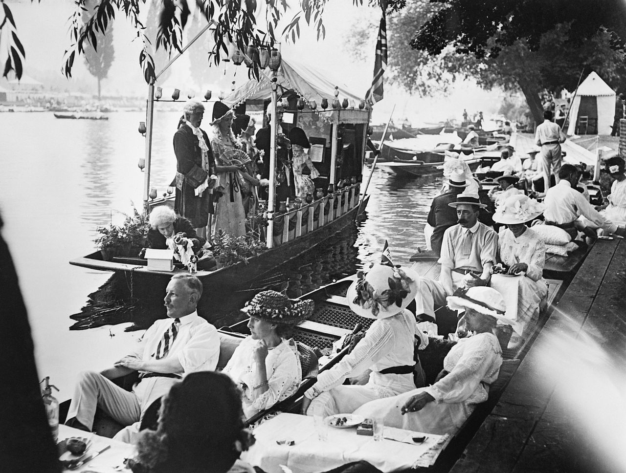 The annual summer regatta at Henley on the River Thames shortly before the outbreak of the First World War