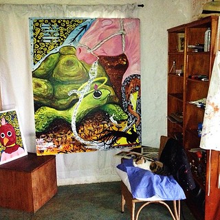 #turtle #painting #art with sleepy #cat