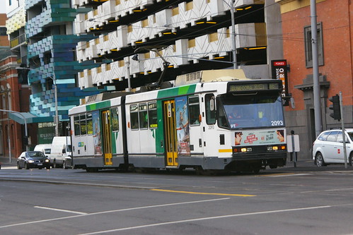 B-class Melbourne tram in Southern Cross Station, Melbourne, Victoria, Australia /Oct 3, 2013