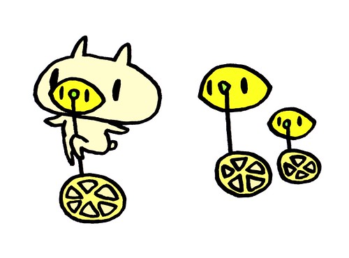 レモン一輪車に乗る