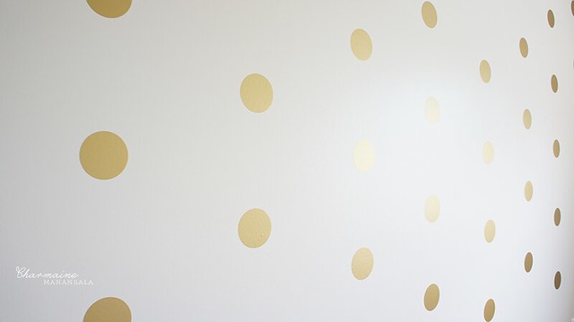 Beauty Room Progress – Gold Polka Dots Accent Wall