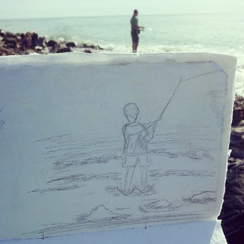 My fisherman. #sketching #pencil #beach #fishing