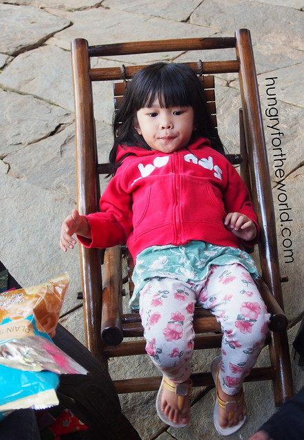 little one on foldable bamoo chair