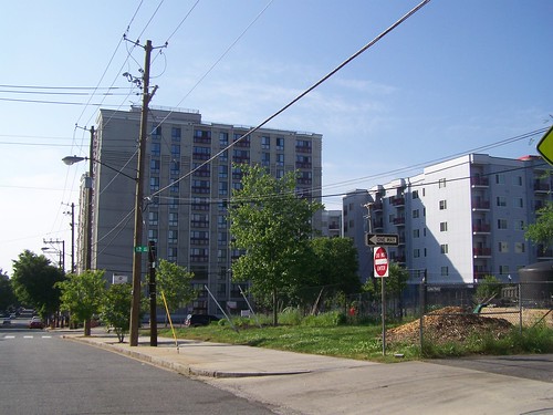 An apartment building on the Silver Spring side of Eastern Avenue NW