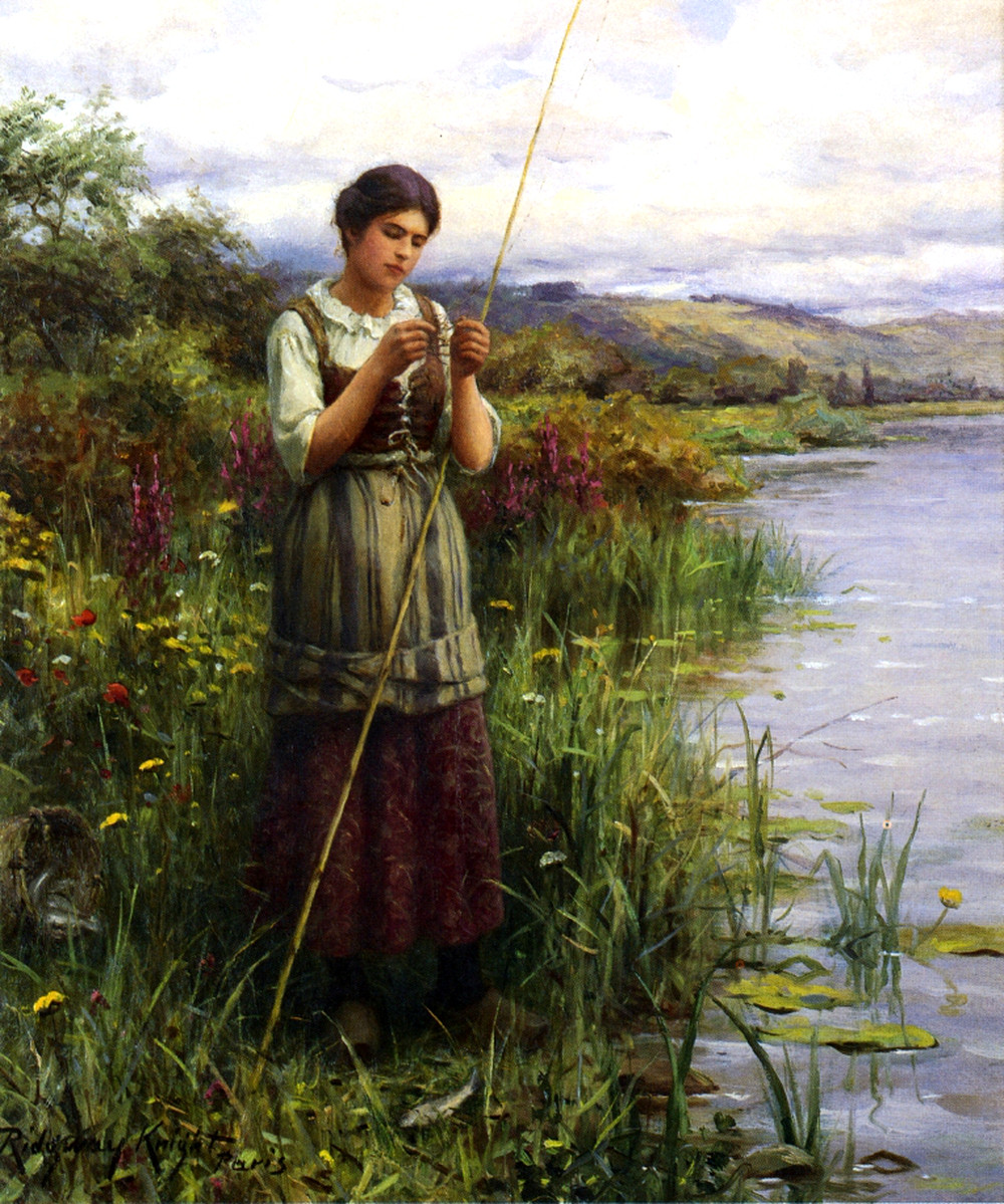 Baiting the Hook by Daniel Ridgway Knight