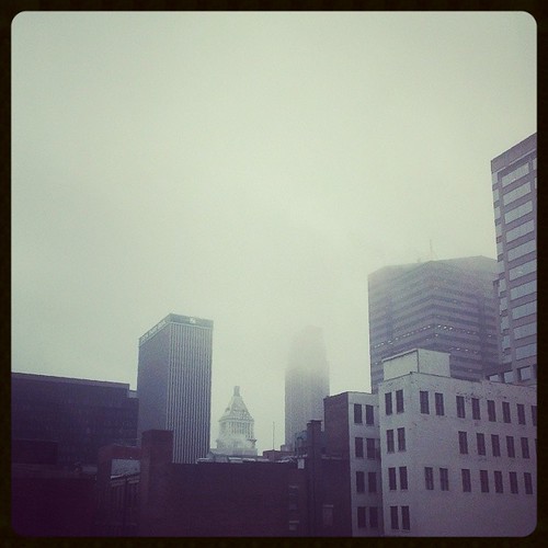 A rainy, grey morning in downtown Cincinnati...