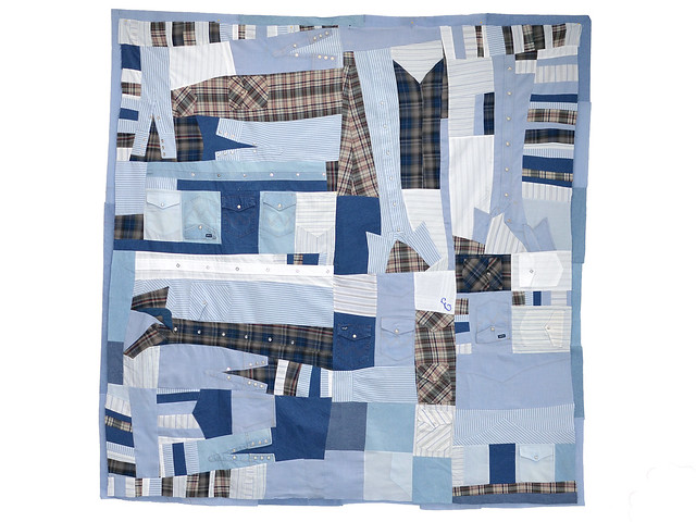 Improvisational patchwork memorial quilt