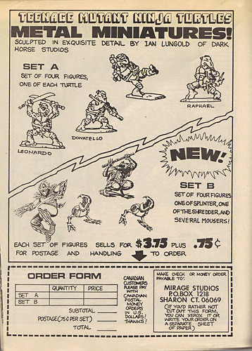 The Original "FUGITOID #1" vi // TMNT METAL MINATURES ad & order form (( 1985 ))