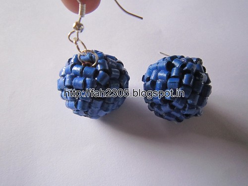 Handmade Jewelry - Paper Quilling Horizontal Beads Globe Earrings (2) by fah2305