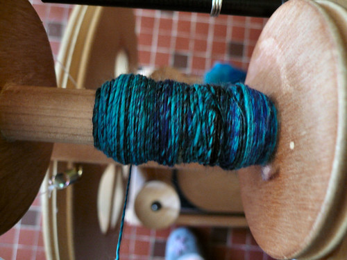 Turquoise_blue fibre on bobbin
