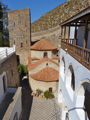 tilos monastery courtyard