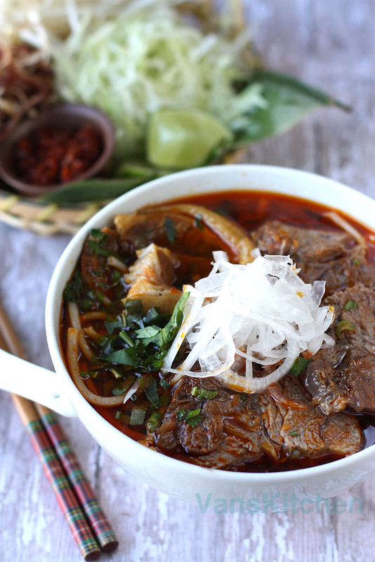 Vietnamese spicy beef noodle soup (Bún Bò Huế)