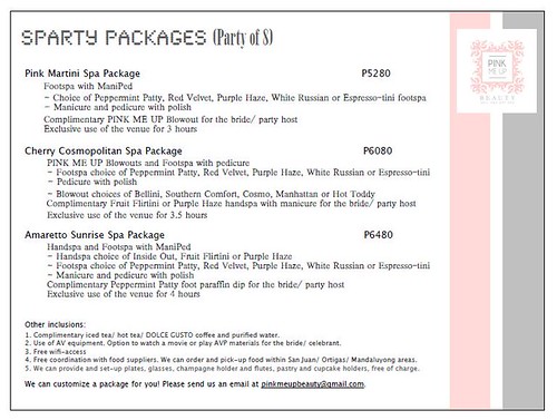 Pink Me Up Spa Party Package for 8