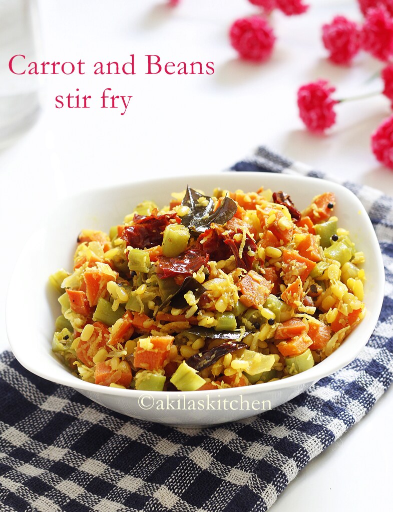 How to make carrot and beans poriyal