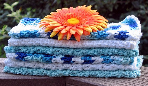 Washcloths - Blue and White + White + Blue 1 by Annabelle Baskets