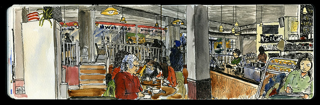 Sketching at Our Town Cafe, Vancouver