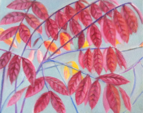 Red Leaves (Oil Bar Painting as of October 15, 2013) by randubnick