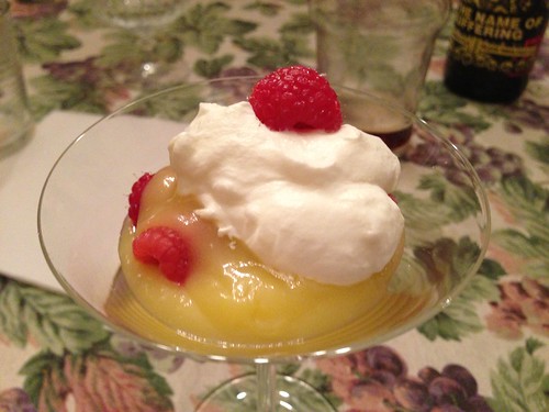 Lemon Curd with Whipped Cream and Raspberries