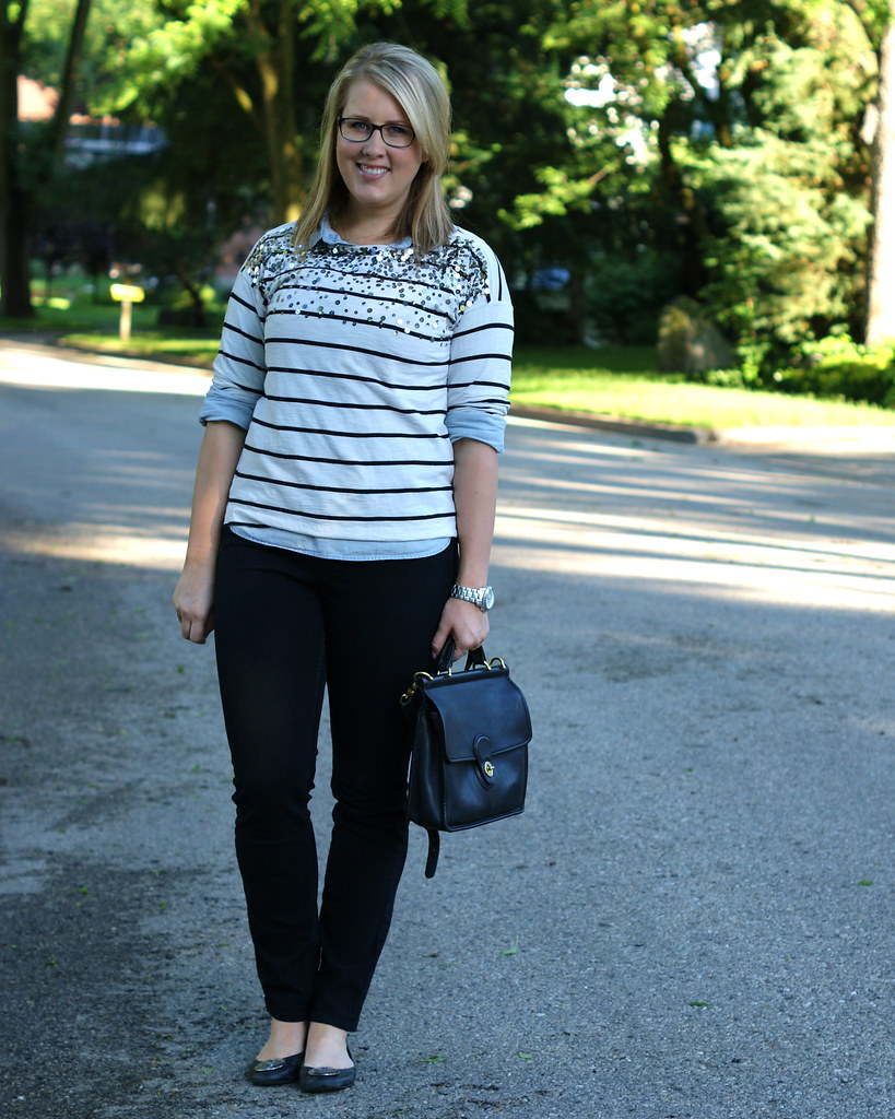 stripes and chambray layered