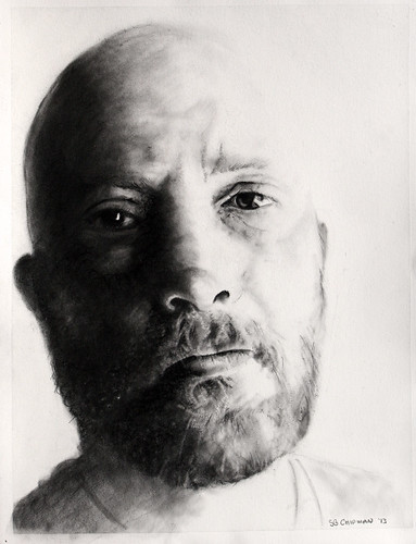 Carbon pencil portrait entitled Self Portrait XI
