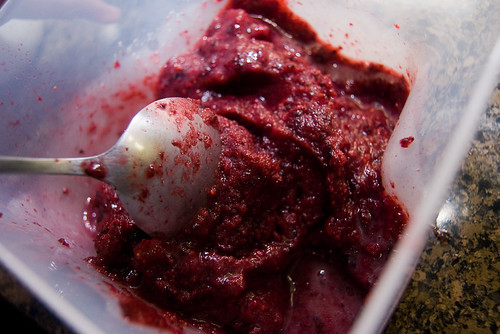mixing up berry sorbet