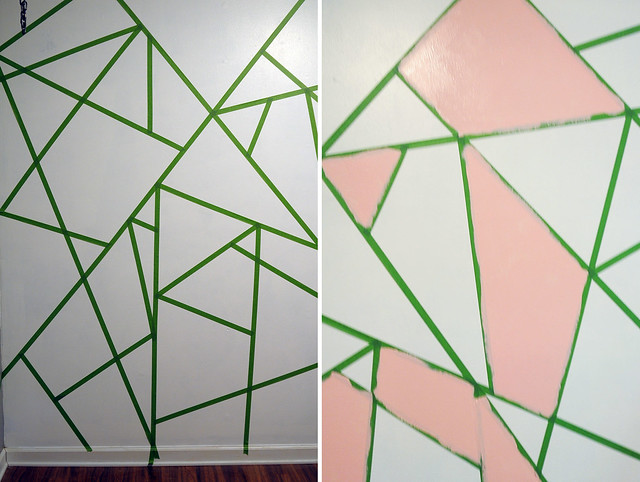 Office Makeover DIY Geometric Glitter Wall - Kaelah Bee