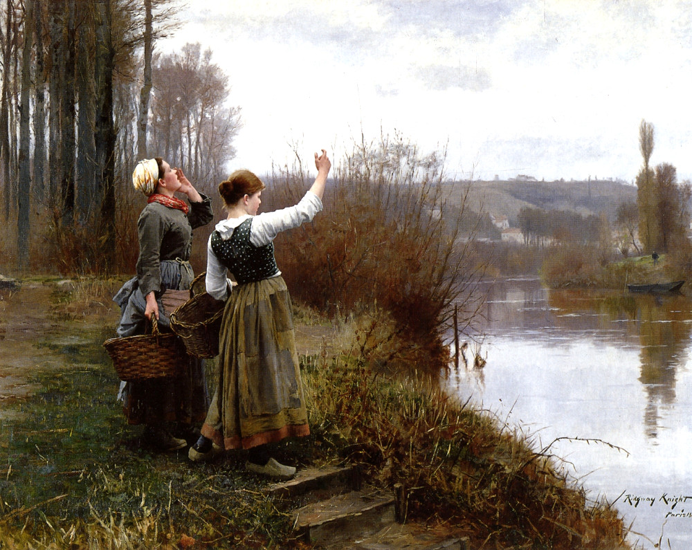 Hailing the Ferry by Daniel Ridgway Knight, 1888