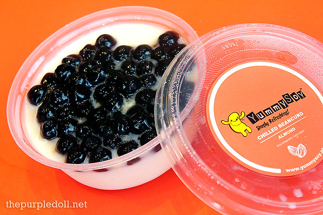 Chilled Beancurd Almond (P85) with Pearls (P10)
