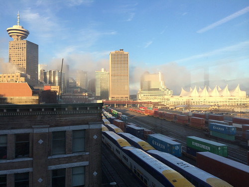 View from our new office in Vancouver - still a bit foggy in downtown Vancouver