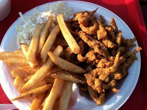 Fried clam strips dinner- Sea View Snack Bar, Mystic, Connecticut