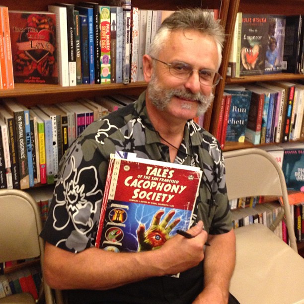 A deceptively energized @johnwilliamlaw at the launch for his book, The Tales of the San Francisco Cacophony Society.