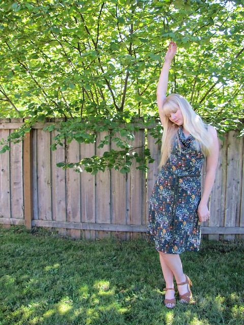 floral dress in the front yard