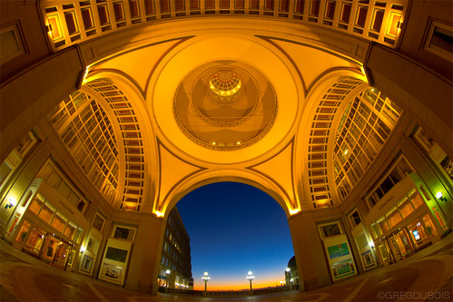 Entrance and Celling of the Boston Harbor Hotel at Rowes Wharf, Dawn from Boston Waterfront by Greg DuBois Photography