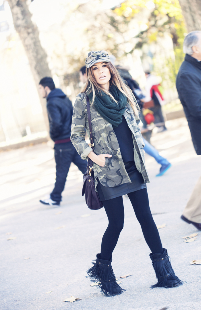 street style barbara crespo camouflage retiro madrid fashion blogger outfit