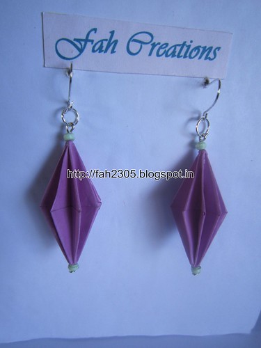 Handmade Jewelry - Origami Paper Diamond Earrings (Purple) (1) by fah2305