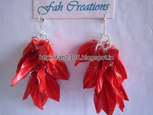 Handmade Jewelry - Origami Paper Leaves Earrings (Red) (1) by fah2305