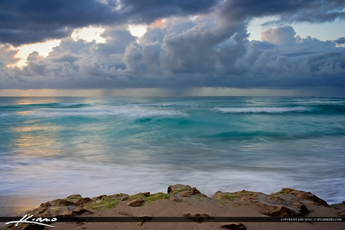 Atlantic Ocean Storm Sunrise Juno Beach by Captain Kimo