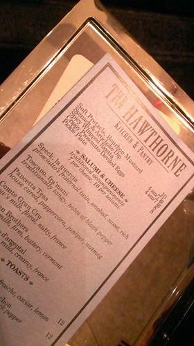 The Hawthorne's menu