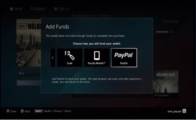 PayPal on PlayStation Store
