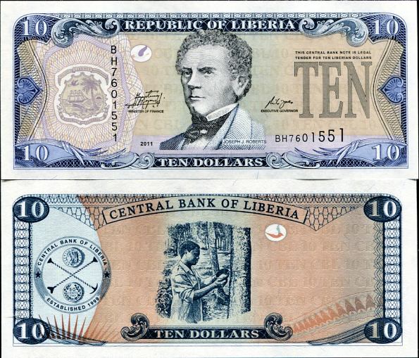 10 Dolárov Liberia 2011, Pick 27f