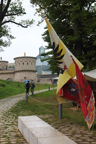 Flags on front of Fort Thüngen