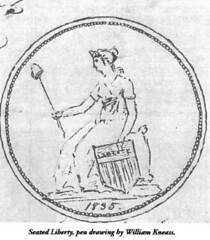 Seated Liberty drawing by Kneass