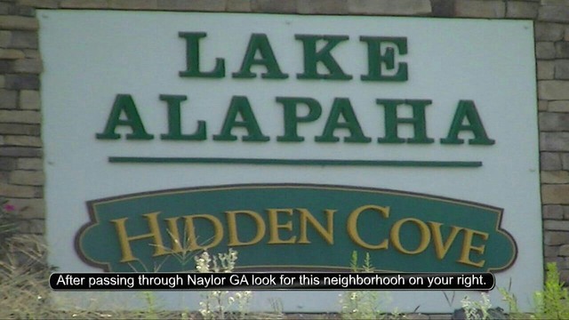 After passing through Naylor GA look for this neighborhood on your right (Lake Alapaha Hidden Cove).